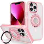 Skin Feel Transparent Case w/ Silicone Ring Holder - PINK for iPhone 13 Pro Max (Only Ground Shippin