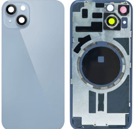 Back Glass with Frame and MagSafe Magnet for iPhone 14 (NO LOGO) (BLUE)