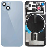 Back Glass with Frame and Wireless NFC Charging Flex and MagSafe Magnet for iPhone 14 (NO LOGO) (BLUE)