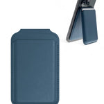 Leather Magnetic Card Wallet Holder w/Stand - BLUE (Only Ground Shipping)