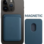 Leather Magnetic Card Wallet Holder - DARK BLUE (Only Ground Shipping)