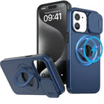 Ring Stand Case & Camera Lens Sliding Cover - BLUE for iPhone 11 (Only Ground Shipping)