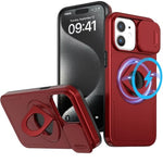 Ring Stand Case & Camera Lens Sliding Cover - RED for iPhone 11 (Only Ground Shipping)