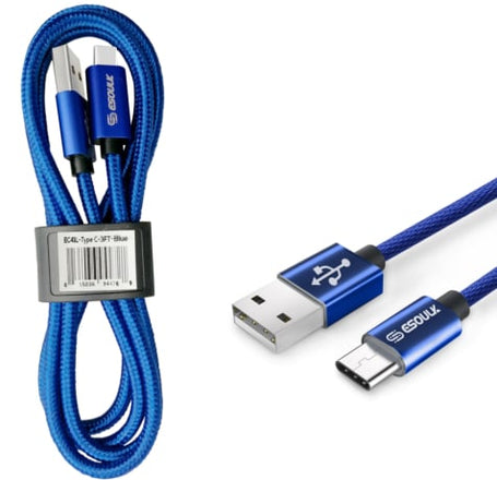 Esoulk USB A-C Braided Charging Cable (BLUE) (3ft)