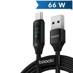 Toocki USB A-C Fast Charging Data Cable w/ Display (BLACK) (66W) (6ft)
