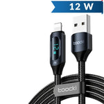 Toocki USB A-L Fast Charging Data Cable w/ Display (BLACK) (12W) (6ft)