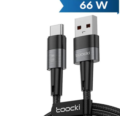Toocki USB A-C Super Fast Charging Data Cable (GRAY) (66W) (6ft)
