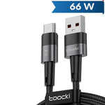 Toocki USB A-C Super Fast Charging Data Cable (GRAY) (66W) (6ft)
