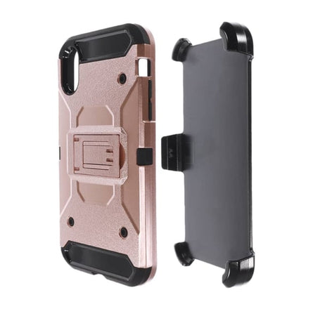Metallic Rubber Tough Armor Case - ROSE GOLD for iPhone XR (Only Ground Shipping)