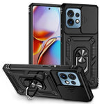 Motorola Edge+ 2023 Dual Layers Hybrid Case w/Metal Ring And Camera Protector - BLACK (Only Ground Shipping)