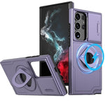 Ring Stand Case & Camera Lens Sliding Cover - PURPLE for Galaxy S21 Ultra (Only Ground Shipping)