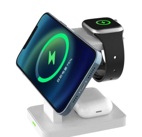 Brookstone 3 in 1 Magsafe Wireless Charging Station - WHITE