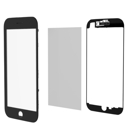 3in1 (Front Glass + Frame + OCA) (2 Pack) (BLACK) for iPhone 8 Plus (G+ Oca Pro)