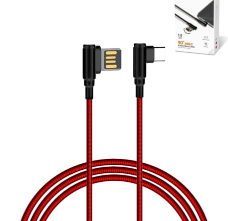 LDNIO LC421 90 Degree USB A-C Charging Cable (RED) (3ft) (12W)