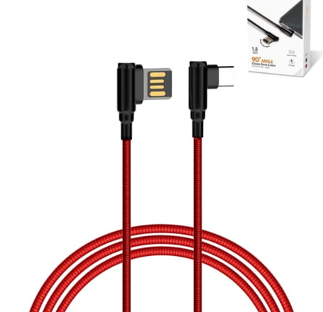 LDNIO LC421 90 Degree USB A-C Charging Cable (RED) (6ft) (12W)