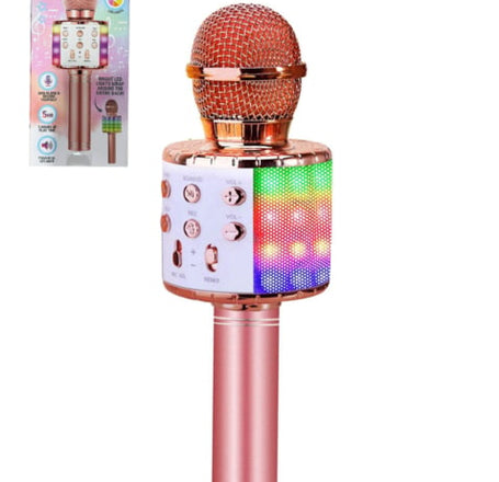 LED Metallic Sing-Along Karaoke Speaker Mic - ROSE GOLD (Only Ground Shipping)