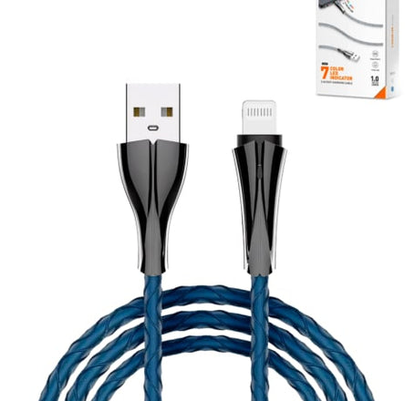 LDNIO LS461 USB A-L 7 Color Fast Charging Cable (BLUE) (3ft) (12W)