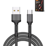 LDNIO LS63 USB A-C Braided Charging Data Cable (GRAY) (3ft) (12W)