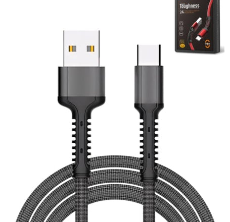 LDNIO LS63 USB A-C Braided Charging Data Cable (GRAY) (3ft) (12W)