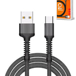 LDNIO LS64 USB A-C Braided Charging Data Cable (GRAY) (6ft) (12W)