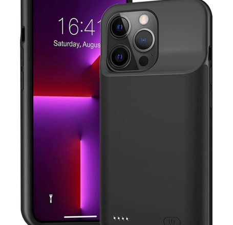 Soft Rubber Slim Charging Case 7000mAh for iPhone 13 Pro (BLACK) (Only Ground Shipping)