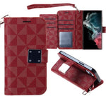 Galaxy S23 FE Triangle Geometric Design Wallet Case - RED (Only Ground Shipping)