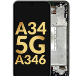 OLED Assembly with Frame for Galaxy A34 5G (A346 / 2023) (AWESOME GRAPHITE) (Service Pack)