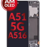 OLED Assembly with Frame for Galaxy A51 5G (A516 / 2020) (PRISM CUBE BLACK) (Non Verizon) (Aftermarket OLED)