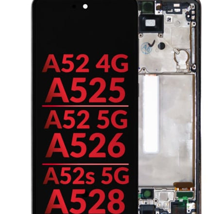 OLED Assembly with Frame (AWESOME BLACK) (Aftermarket OLED) for Galaxy A52 4G (A525 / 2021) / A52 5G (A526 / 2021) / A52S 5G (A528 / 2021)