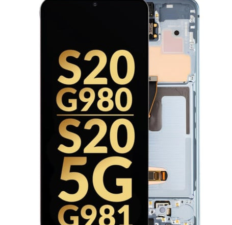 OLED Assembly with Frame for Galaxy S20 G980 / G981 (Not Compatible with Verizon) (CLOUD BLUE) (Service Pack)