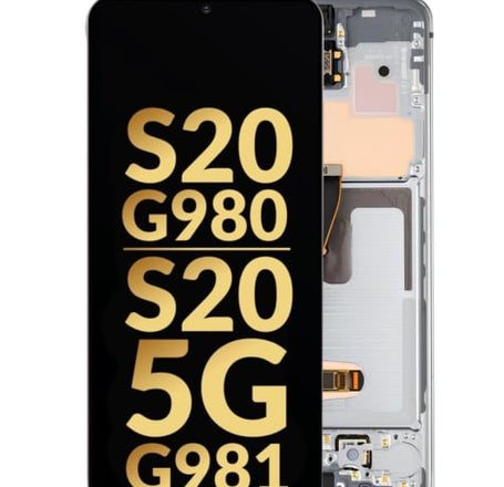 OLED Assembly with Frame for Galaxy S20 G980 / G981 (Not Compatible with Verizon) (COSMIC GRAY) (Service Pack)