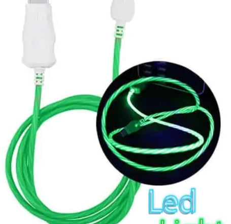 Visible USB A-M Flowing LED Fast Charging Cable (GREEN) (3ft)