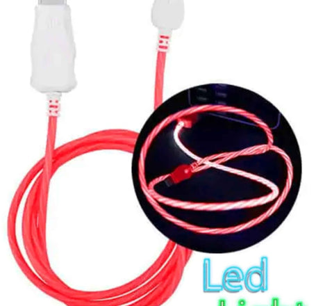 Visible USB A-M Flowing LED Fast Charging Cable (RED) (3ft)
